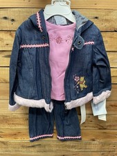 Vintage Disney Winnie the Pooh Girls 3pc Denim Jacket Pants Top Set Size 5