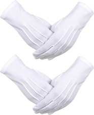 Sumind 2 Pairs White Gloves Formal Men Women Tuxedo Cotton Gloves for Parade Pol