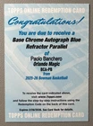 2025 Bowman Chrome Paolo Banchero Autograph auto Blue Refractor /150 Redemption
