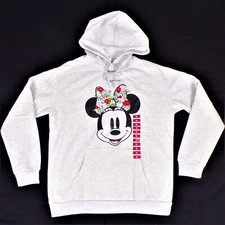 DISNEY Size XL LS hooded sweatshirt NWT gray/multicolor embroidery Minnie Mouse
