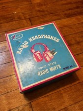 Rystl RH-1 Vintage 1973 Solid State AM Radio Headphones Muffs CIB Tested