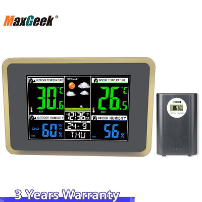 H168G 433MHz Wireless Weather Station Clock (Black+Tawny) w/ Horizontal Display