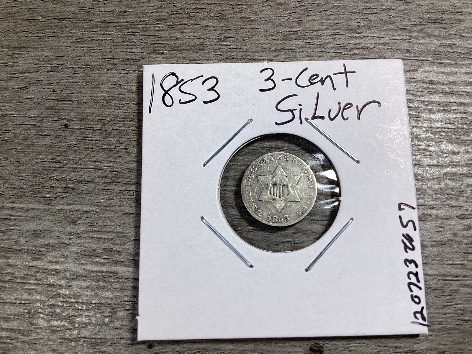 1853 3 Cent Silver Coin XF Condition Type 1 Trime No Outline Star 1853-3-cent-silver-coin-xf-condition-type-1-trime-no-outline-star