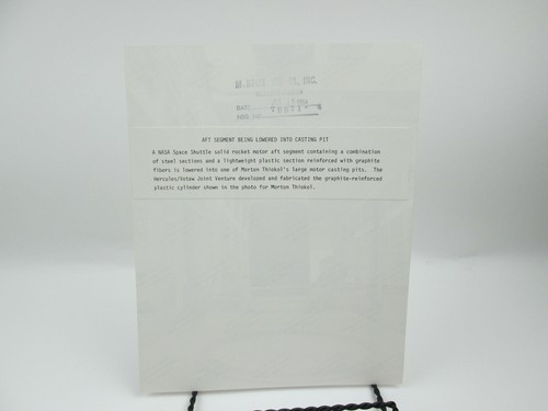 Vintage 1984 NASA Space Shuttle STS SRB Aft Motor Segment Casting Photo SB76 - Picture 4 of 5