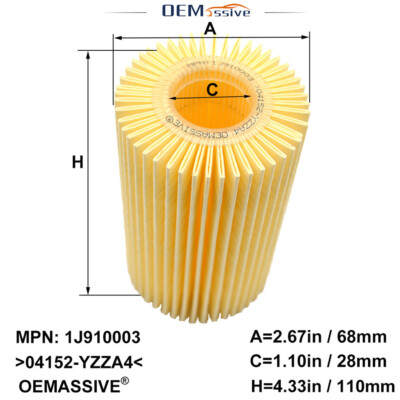 Set Of 3 Genuine Toyota OEM Oil Filter Cartridges - Fits 4.6L & 5.7L V8 Engines (Part# 04152-YZZA4)