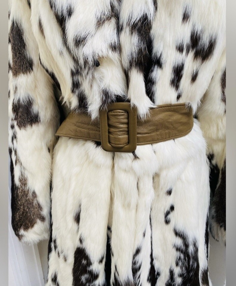 Vintage Made In France Label Black And White Rabbit Lapin Fur Coat eBay