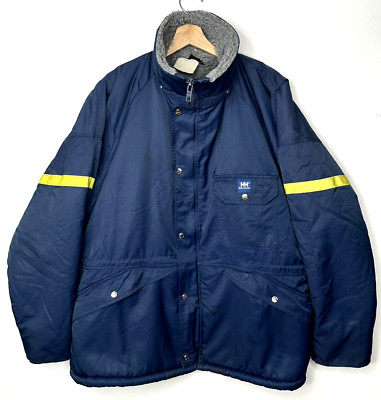 Helly Hansen Work Jacket Mens L Blue Sherpa Lined Reflective Outdoor Pockets