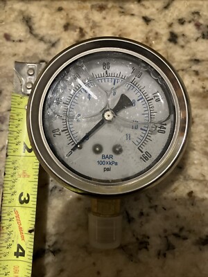 pressure gauge 0-160 100xkpa PSI 1/4  Fitting Liquid Filled Unbranded Industrial