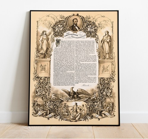 Póster de arte de pared de escuela en casa de la Proclamación de Emancipación del Presidente Lincoln - Repro - Imagen 18 de 19