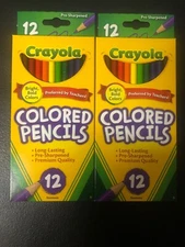 2 PACKS OF 12 CRAYOLA COLORED PENCIL SET 7" LONG, 3.3mm COLOR