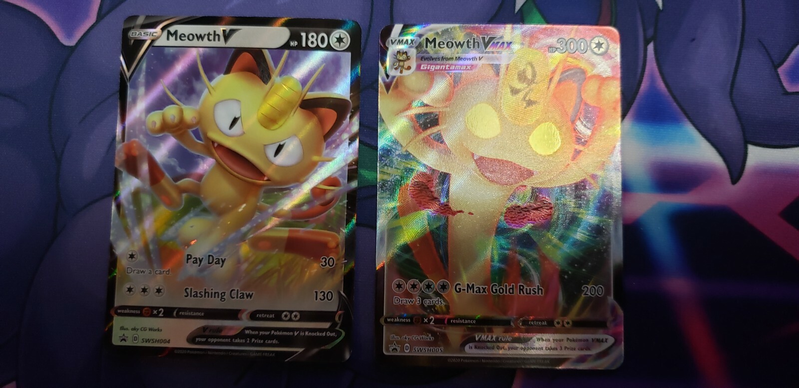 Pokemon - Meowth V & Meowth VMAX - SWSH004 SWSH005 - Both Black Star Promos