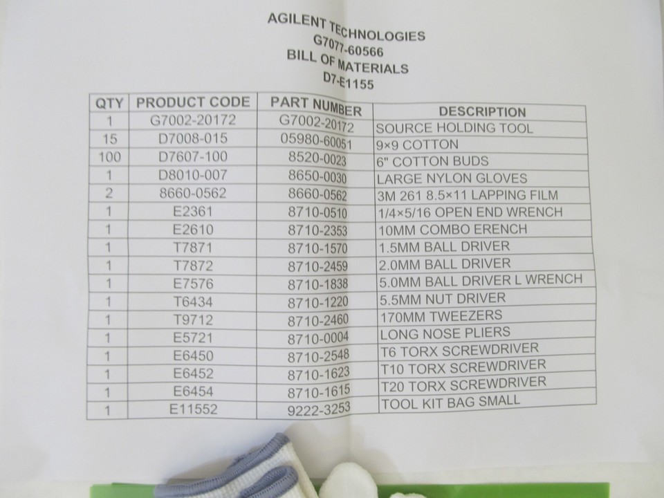 Agilent G7077-60566 GC/MS Tool Kit and Cleaning Supplies - NEW - FAST ...