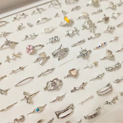 Großposten 50 Antik Silber Böhmen Vintage Ringe Mix Frauen Stein Retro Charms - Bild 2 von 11