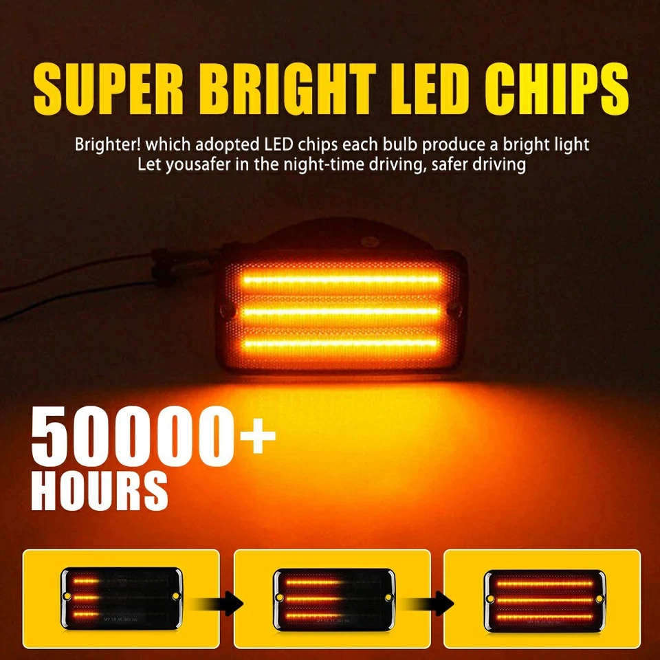 1/2 JUEGO luces de señalización LED ámbar delanteras para Jeep Wrangler TJ 1997-2006 Foto 4 de 4