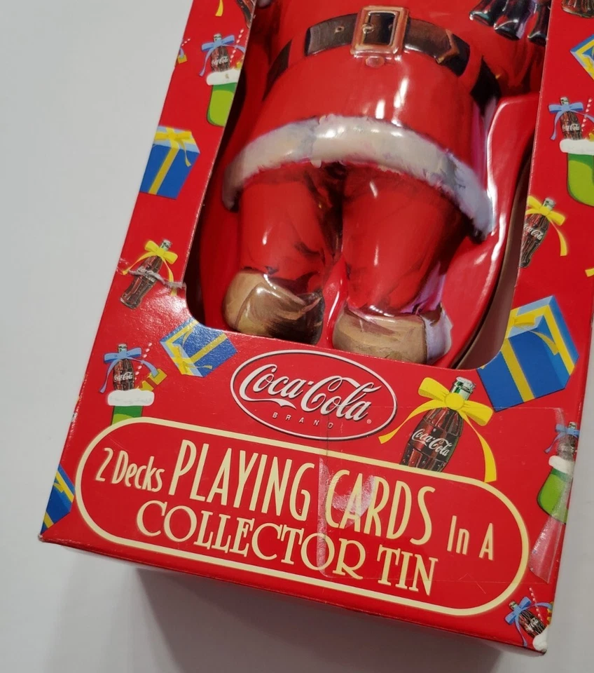 COCA COLA NOSTALGIA PLAYING CARDS IN TIN TWO SEALED DECKS HOLIDAYS SANTA - Image 2 of 3