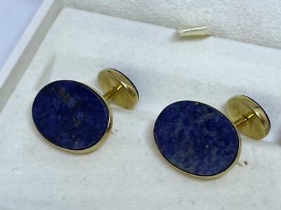 Manschettenknöpfe aus Gold und Naturstein Lapislazuli 14 kt Herren Luxusschmuck Gold