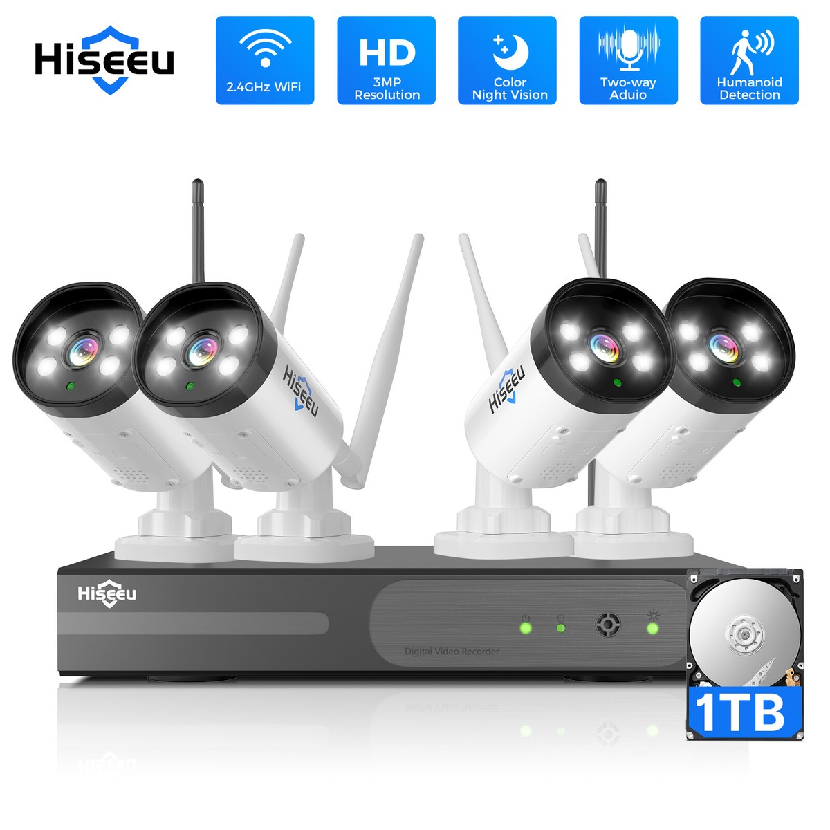 [1096] Hiseeu Wireless NVR Kit 防犯カメラセット Amazon.com : Hiseeu Wireless Pro WiFi Security Camera System