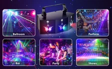 9-Eye Laser Stage Light RGB LED DMX Strobe Sound Active for DJ Disco Party