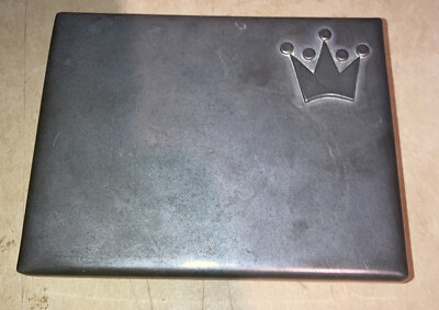 Rare Vintage 1965 Signed Gene Lesch Pewter Cigarette Case or Jewelry Box  Crown