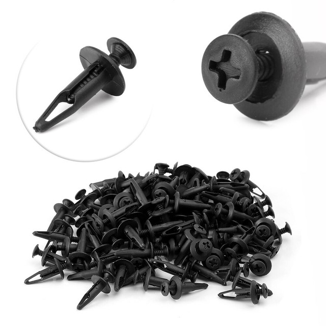 100PCS Car Body Push Pin Rivet Retainer Fastener Bumper Clips For Ford