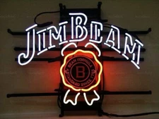 New Jim Beam Whiskey Neon Light Sign Lamp 17"x14" Beer Cave Gift Bar Real Glass