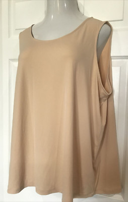 Susan Graver Modern Essentials Sleeveless Top Tank Blouse Tan Plus Size 4X