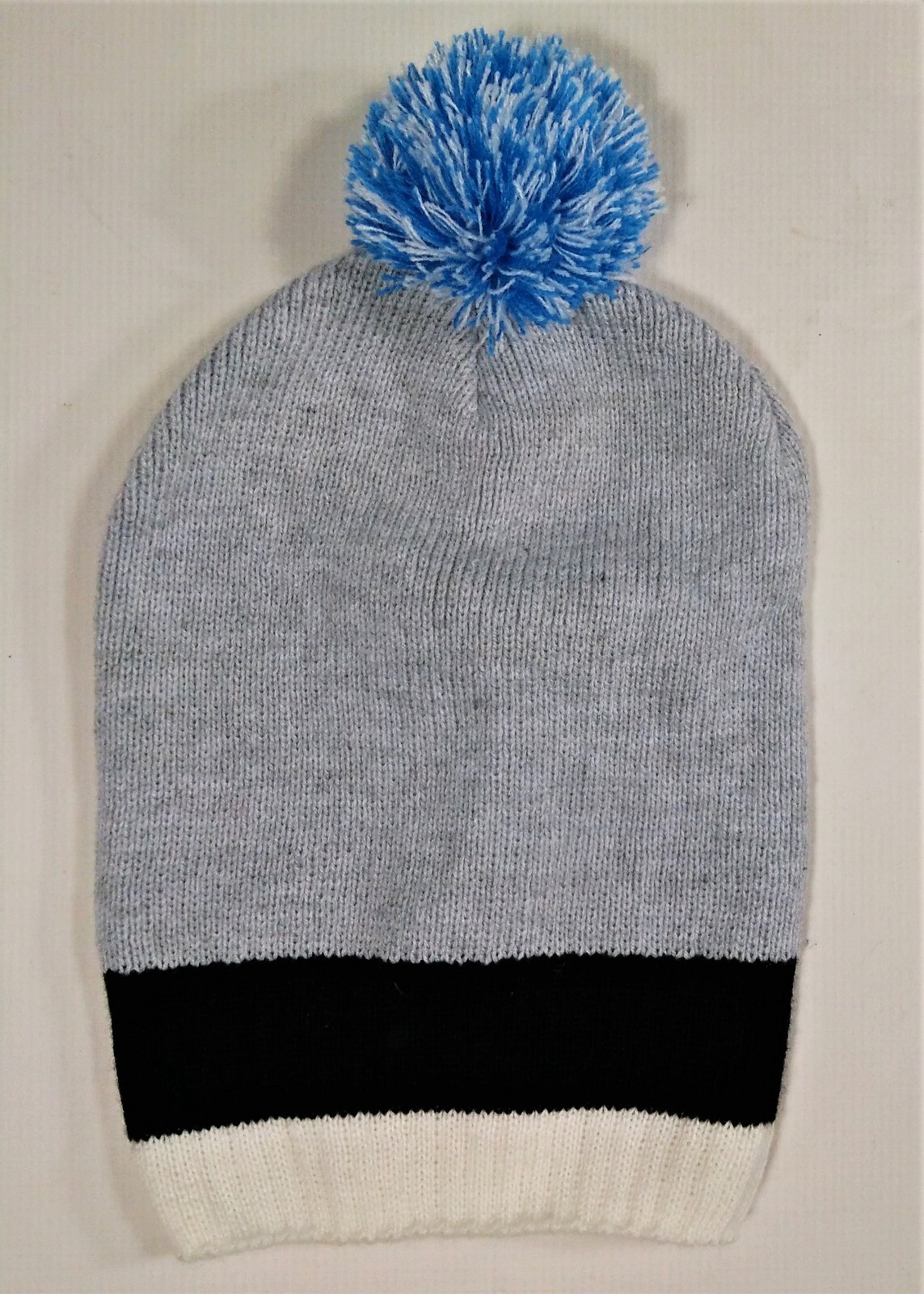 Warm Cuffed Knit Beanie with Tassel Pom in Grey, Black, Blue for Youth-image