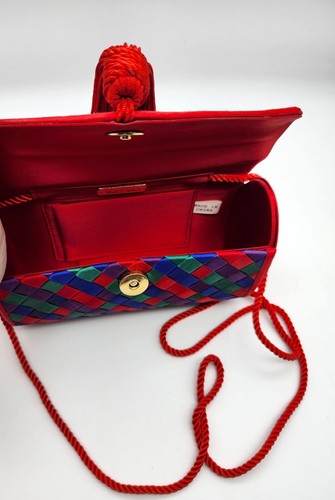 Woven Satin Clutch Purse With Tassel & Rope Strap - Neiman Marcus - Multicolor - Picture 3 of 4