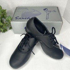 Sansha Tee-Oscar Black Claquettes Youth Leather Tap Shoes size G 11.5-12