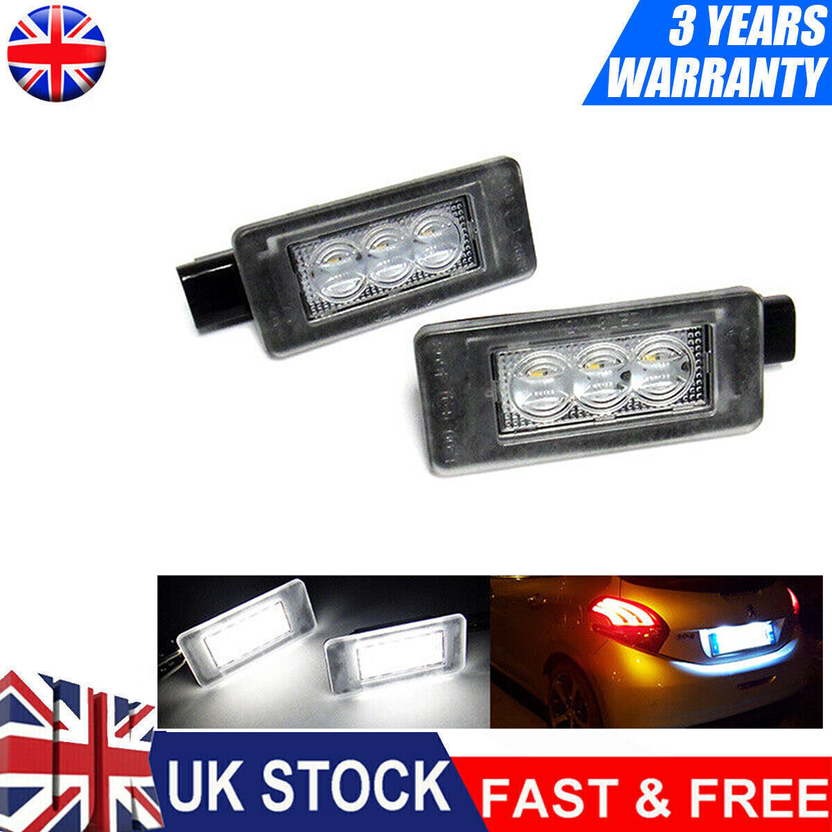 2x LED Licence Number Plate Light Fit For Peugeot 208 2008 308 508
