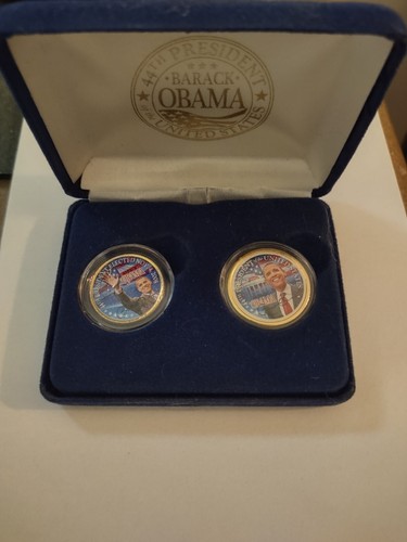 BARACK OBAMA Inauguration Quarters 2-Coin Set 24K Gold Plated