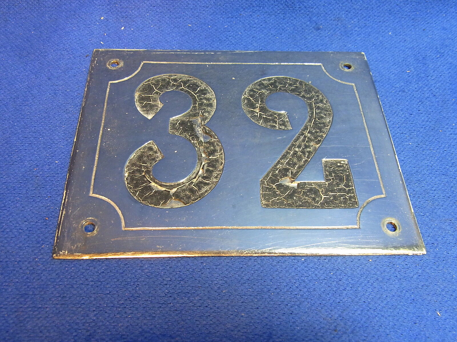 Mid Century Chrome with Black Numbers House Sign No. 32 #L