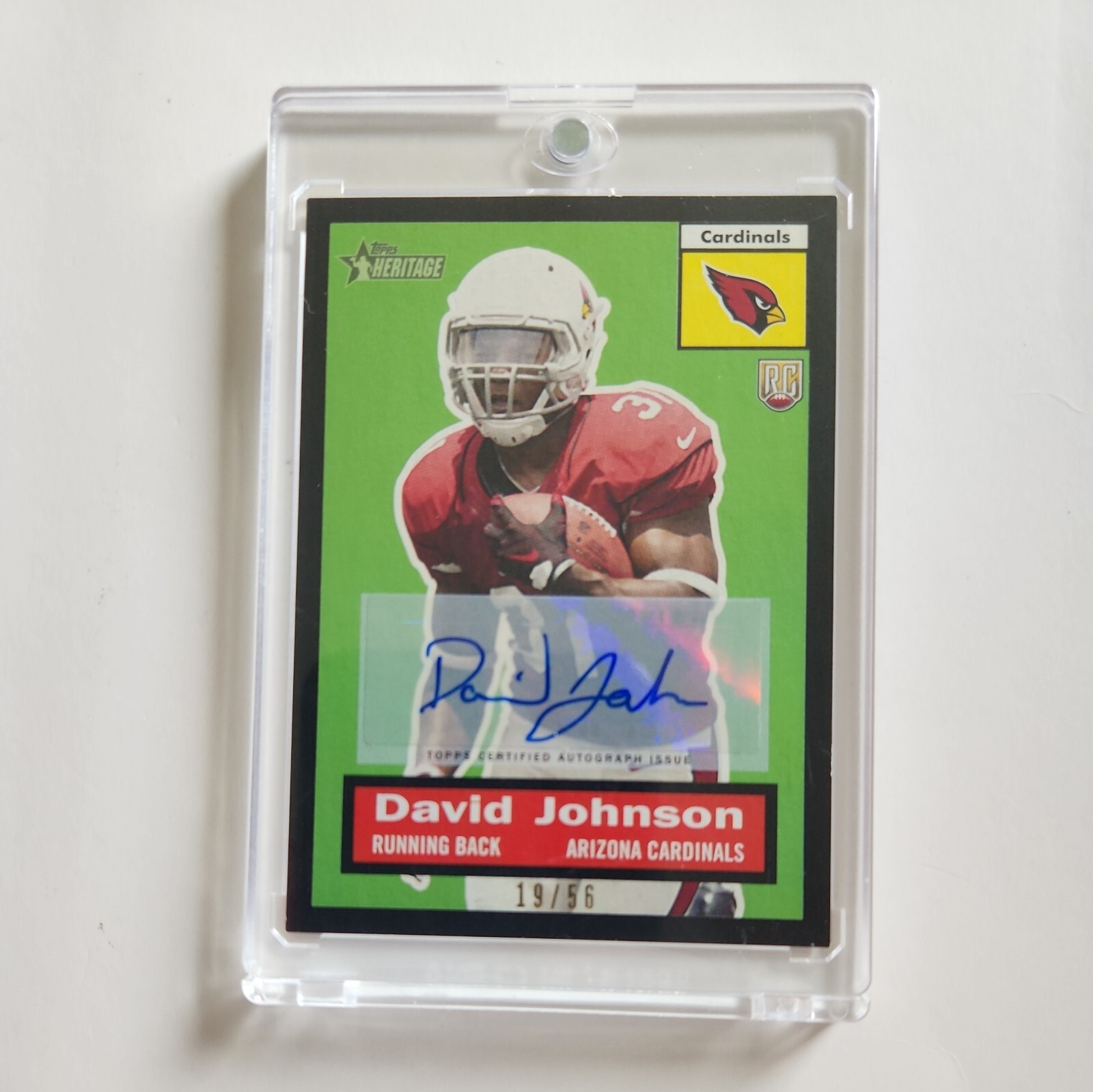 2015 Topps Heritage Black Auto /56 David Johnson #39 Rookie Auto RC