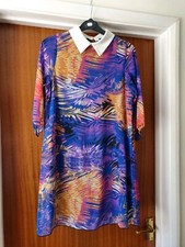 Womens size 10 Kiah blouse dress - blue print collared.