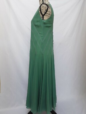 strapless open back dress Valentino Dark Green Pleated Maxi Tank Dress
