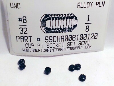 #8-32x1/8 Hex Socket Set Screws Cup Point Alloy Steel (50)