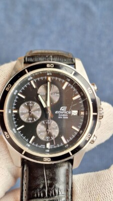 CASIO EDIFICE EFR-526 CRONOGRAPH WR 100M BLACK LEATHER BAND