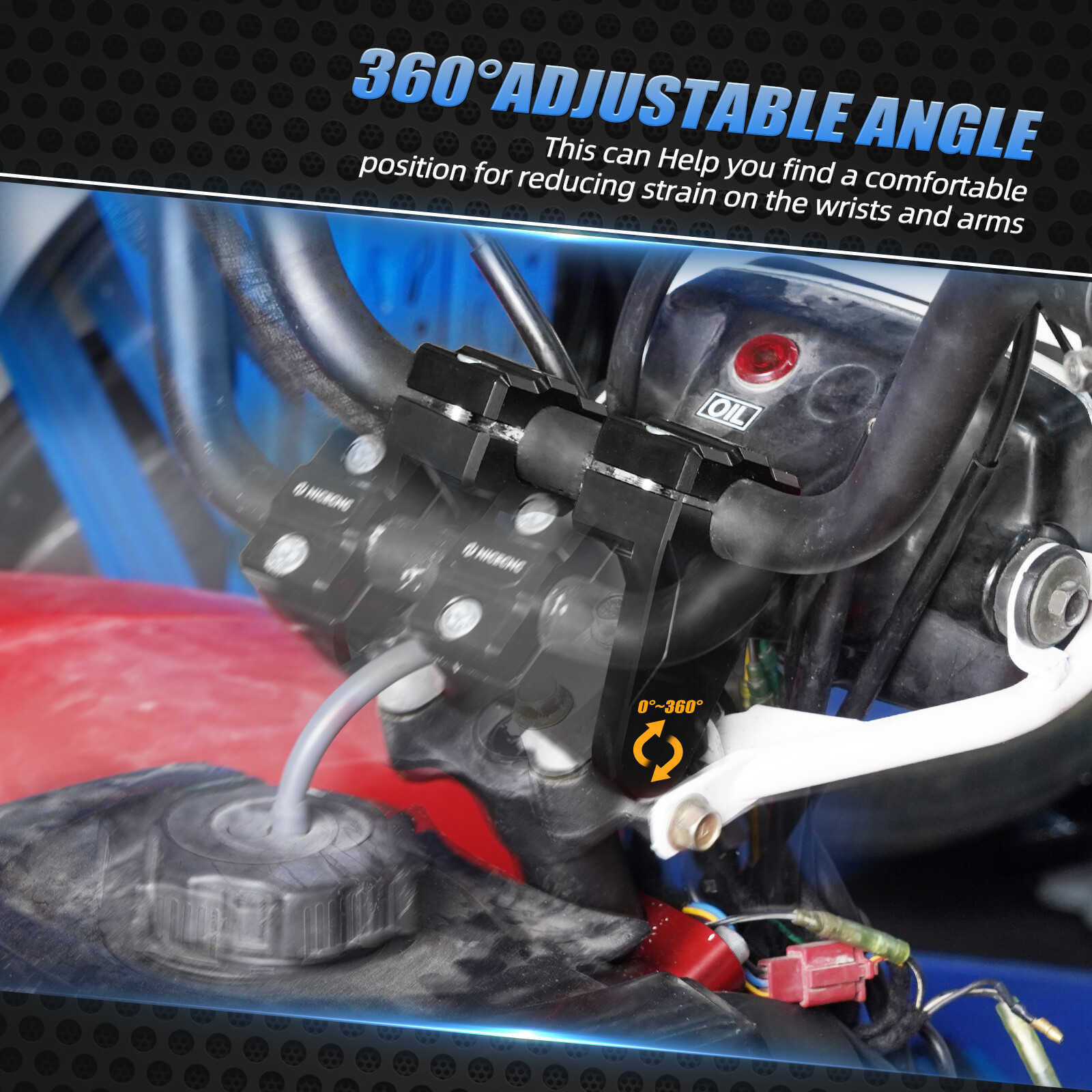 7/8" Handlebar Risers Adapter Mount Clamps For Yamaha Raptor 700 2013-2024 Black