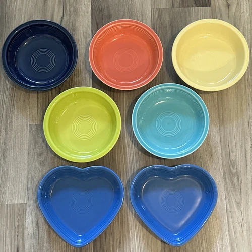 Lot Of 7Fiestaware Fiesta Mixed Color 5 Soup/Cereal Bowl 6 7/8", 2 Heart HLC USA
