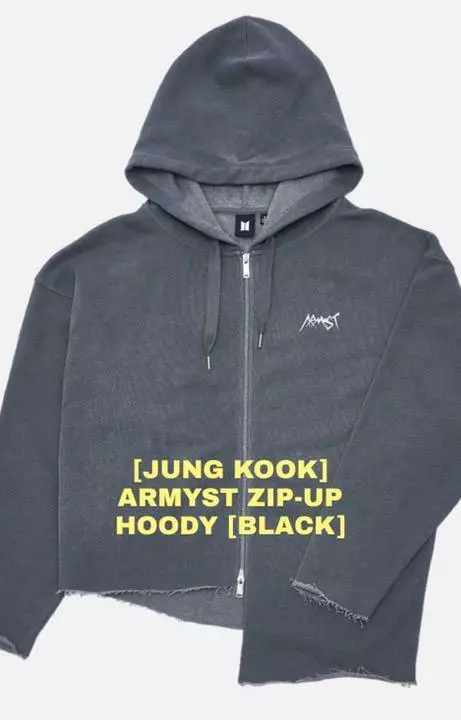 BTS Jungkook Model ARMYST Zip Up Hoody Black Color Artist Made