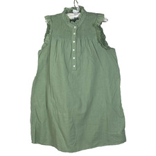 J. Crew Dress Women's Size L Green Smock Neck Ruffle Garden Shift Mini Sundress