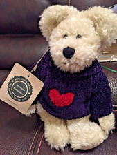 Boyds Bears Retired Valentine Bear Samuel Adams Wearing Heart Sweater