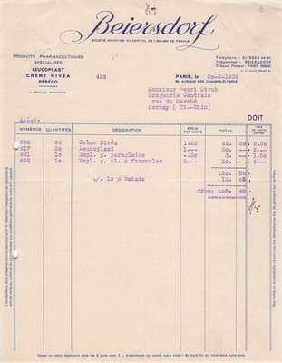 75 PARIS, pharmacist, Beiersdorf 1932 cream, levela
