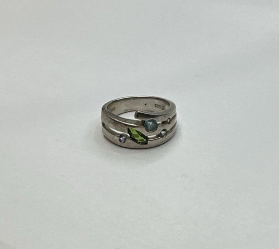 925 Sterling Silver Wrap Ring With Multi-Colored … - image 1