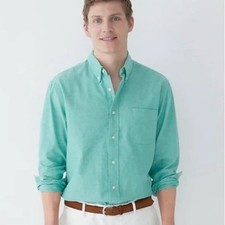 NEW J.Crew Relaxed Broken in Organic Cotton Oxford Shirt Green Small Preppy