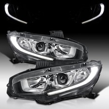 Fit 2016-2021 Honda Civic Halogen Projector Headlights Lamps W Led Leftright