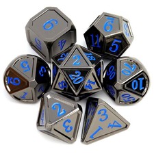 Black Metal DND Dice Set with Gift Case  Polyhedral Dice for TTRPGs