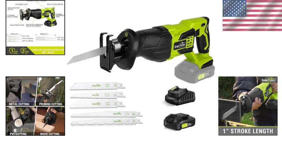 Lightweight 20V Reciprocating Saw - Tool-Free Blade Change - Image 2 of 4