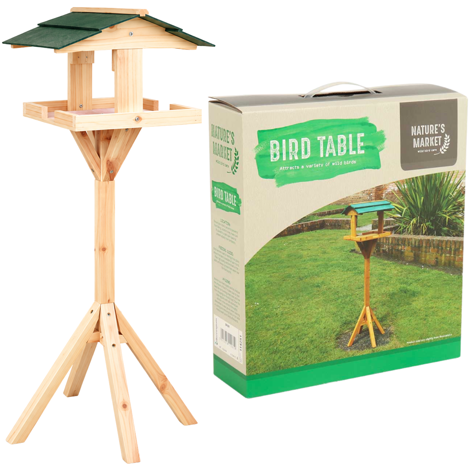 Nature's Market Traditional Wooden Bird Table 115cm Wild Bird Feeder - BF009