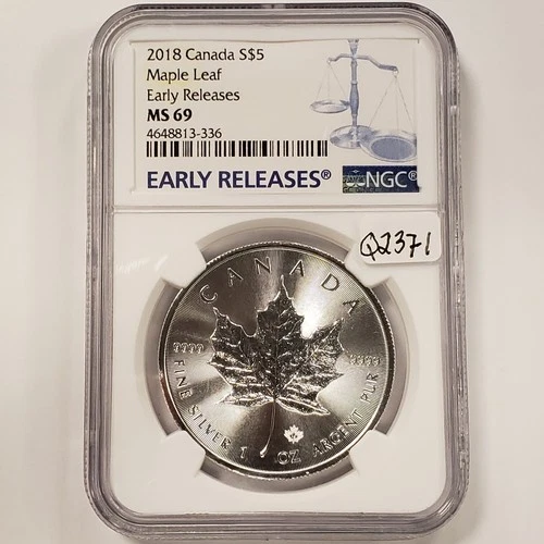 2018 $5 Canada 1 oz .9999 Silver Maple Leaf - NGC MS 69 - SKU-Q2371